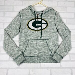 NFL Team Apparel Green Bay Packers Space Dye Full Zip Hoodie Womens Small Green